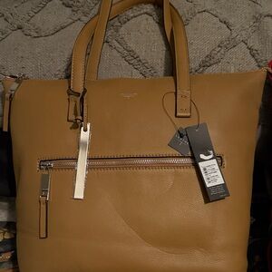 Tahari Tan Leather Tote Bag